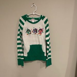 Justice Green&White Penguin Long Sleeve T-Shirt